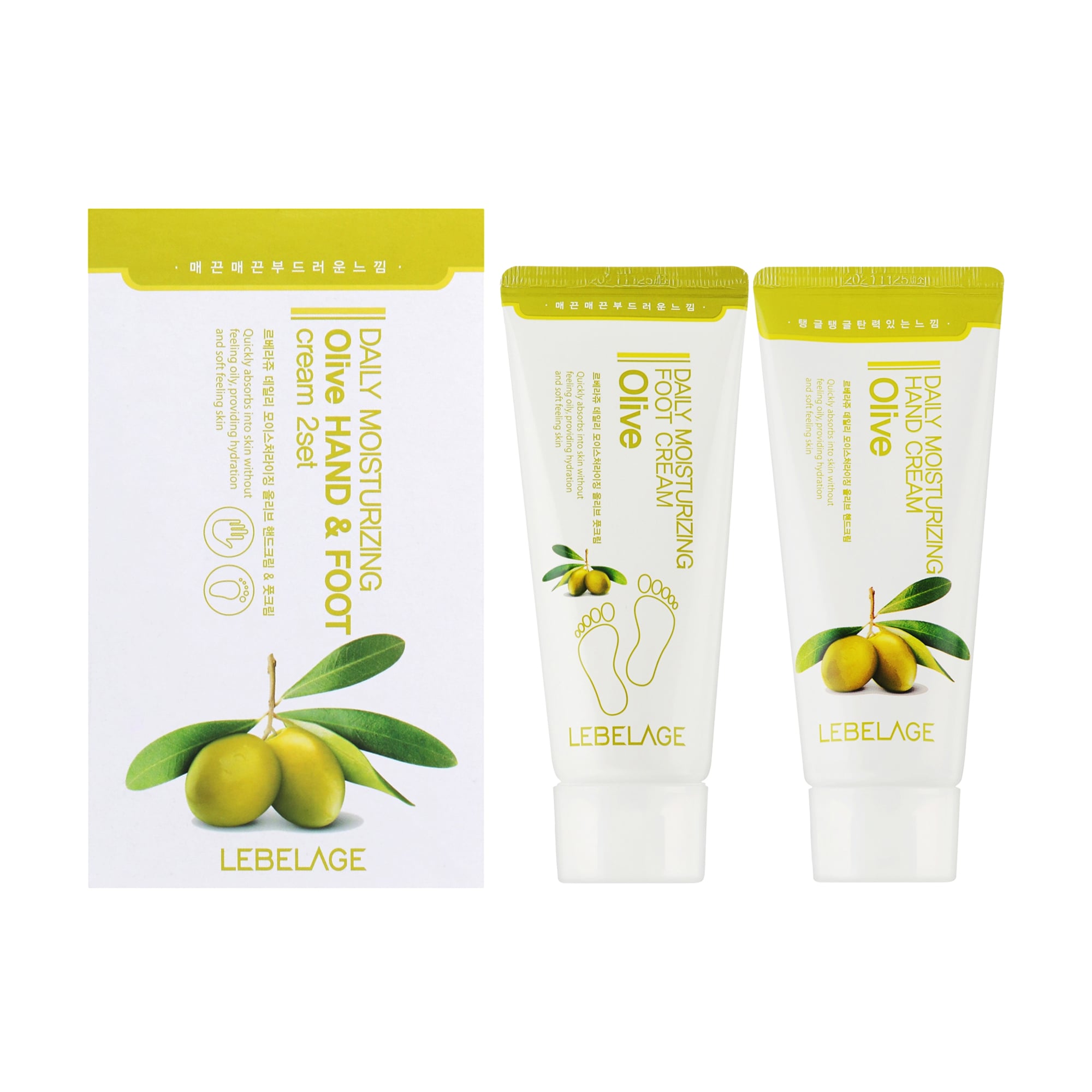 Набір кремів для рук та ніг Lebelage Daily Moisturizing Olive Hand &amp; Foot, 2*100 мл